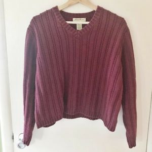 Eddie Bauer Womens Sweater Size M Burgundy Knit